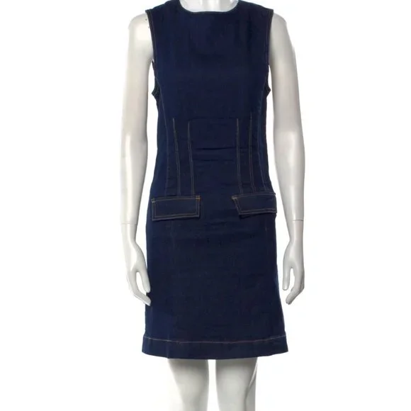Derek Lam 10 Crosby Devan Denim Shift Mini Dress in Hudson - Picture 2 of 4